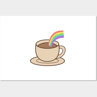 Coffee with Rainbow inside Posters and Art